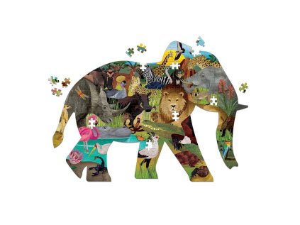 Mudpuppy Puzzle Africké safari v tvare slona 300 dielikov