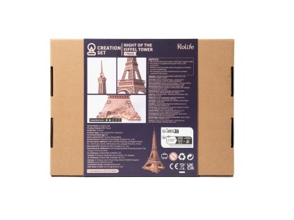 RoboTime 3D drevená skladačka Nočná Eiffelova veža svietiaca