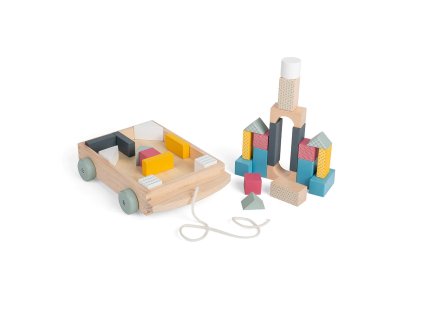 Bigjigs Toys Vozík s drevenými kockami