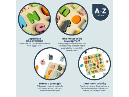 Bigjigs Toys Drevené puzzle malé písmená - abc