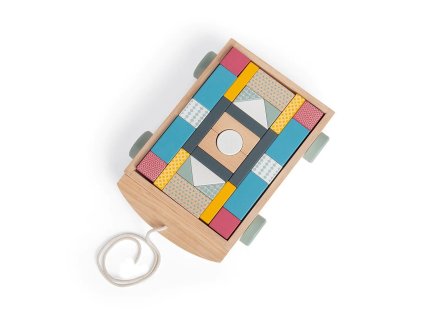 Bigjigs Toys Vozík s dřevěnými kostkami - poškozený obal