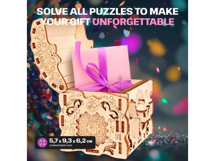 EscapeWelt 3D drevená skladačka hlavolamu Secret Treasure Box