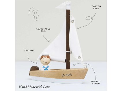 Le Toy Van Drevená plachetnica s kapitánom