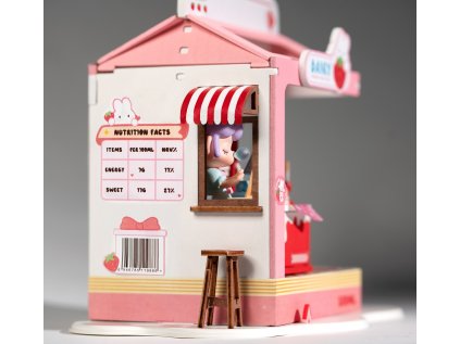 RoboTime 3D drevená skladačka Miniatúra domčeka Mliečny bar Strawberry