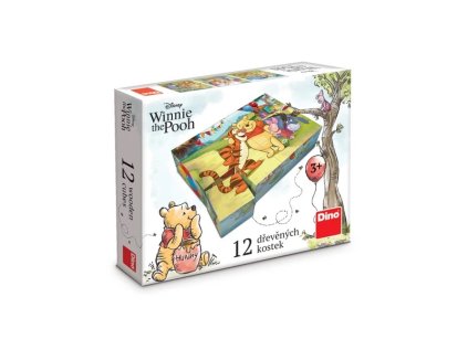 Dino Drevené obrázkové kocky Macko Pú 12 kociek