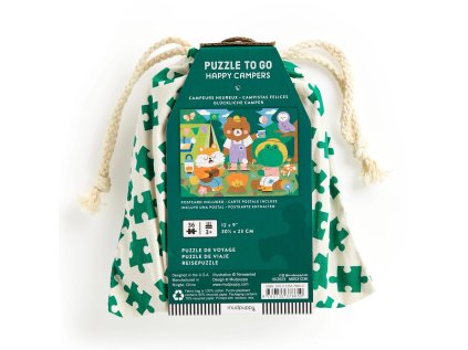 Mudpuppy Puzzle Veselí kempari v látkovom vrecúšku 36 dielikov
