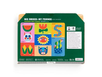 Mudpuppy Drevené puzzle vkladacie Mis amigos, moji priatelia 8 dielikov