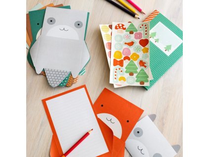 Petit Collage Kreatívny kufrík zelený Listová súprava so zvieratkami - poškodená kovová krabička