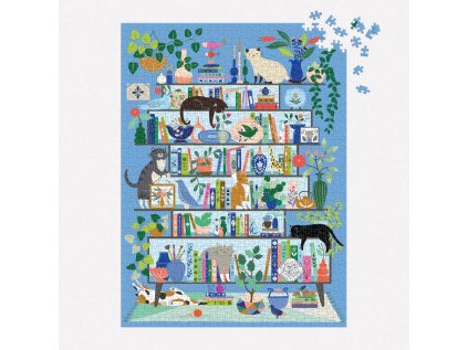 Galison Puzzle Mačacia knižnica 1000 dielikov