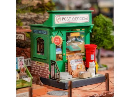 RoboTime 3D drevená skladačka Miniatúra domčeka Pošta