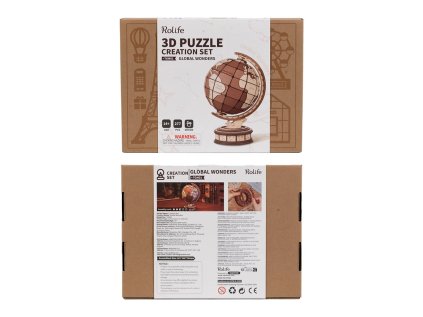 RoboTime 3D drevená skladačka Glóbus a divy sveta