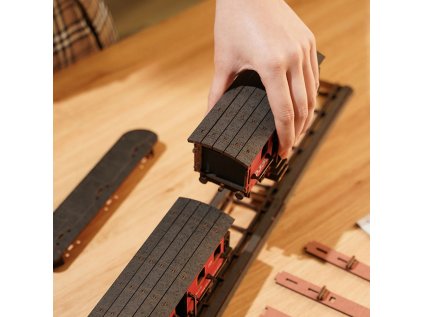 RoboTime 3D drevená skladačka Vintage parná lokomotíva