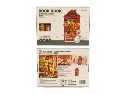 RoboTime 3D skladačka Zarážka na knihy Miniatúra domčeka Vianočný interiér