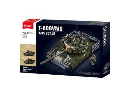 Sluban Model Bricks M38-B1178 Hlavný bojový tank T-80 2 v 1 v mierke 1:35