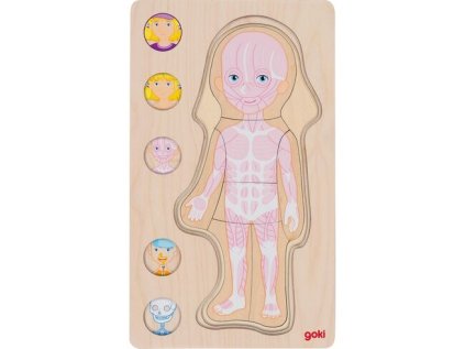 Goki Drevené puzzle Ľudské telo - dievča
