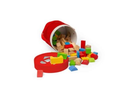 Bigjigs Toys Prvé drevené kocky a vkladačka v bubienku