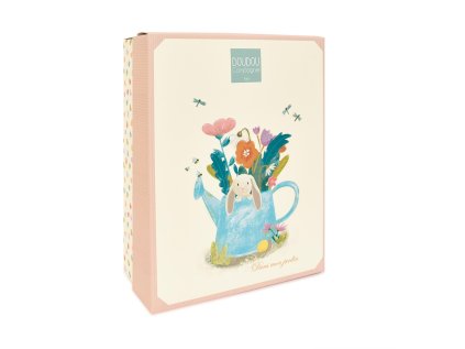 Doudou Darčeková sada ružová Zajačik Ciboulette s hrkálkou 21 cm