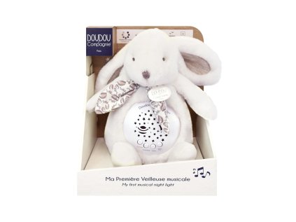 Doudou Hracia skrinka s projekciou Zajačik biely