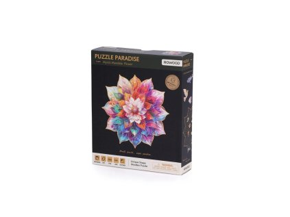 RoboTime Drevené puzzle Kvetinová mandala