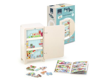 Vilac Drevená magnetická hra Ulož to správne! Chladnička