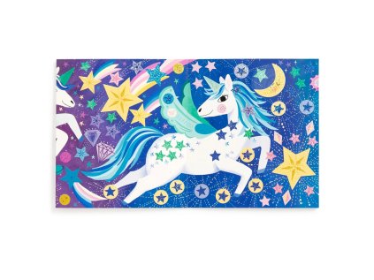 Mudpuppy Súprava trblietavých samolepiek so scénou Kúzelní jednorožci