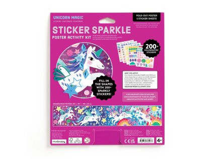 Mudpuppy Súprava trblietavých samolepiek so scénou Kúzelní jednorožci
