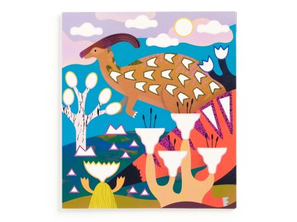 Mudpuppy Súprava trblietavých samolepiek so scénou Svet dinosaurov