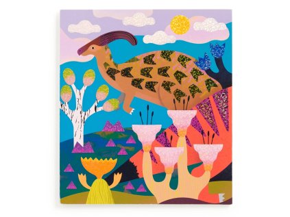 Mudpuppy Súprava trblietavých samolepiek so scénou Svet dinosaurov