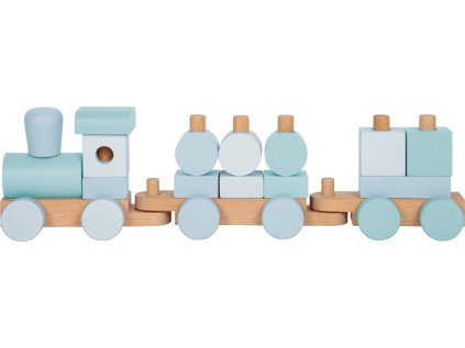 small foot Nasadzovanie Drevený vláčik modrý