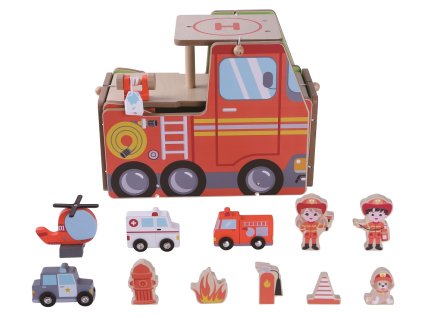 2Kids Toys Drevená stanica Hasiči 2 v 1