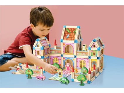2Kids Toys Drevená stavebnica Zámok farebný