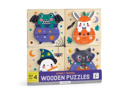 Mudpuppy Drevené puzzle sada 4 puzzle Halloween