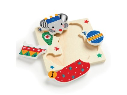 Mudpuppy Drevené puzzle sada 4 puzzle Vianoce