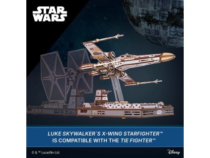 Ugears 3D drevená mechanická skladačka Star Wars Luke Skywalker X-Wing stíhačka