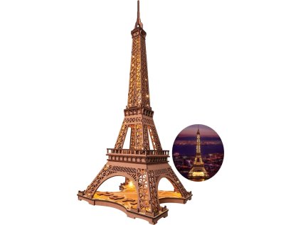 ROBOTIME Rolife Svítící 3D dřevěné puzzle Noc na Eiffelově věži 164 dílků