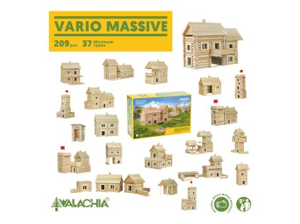 Walachia Drevená stavebnica Vario Massive 209 dielov
