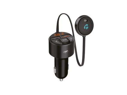 PNI Valentine V880 FM modulátor s mikrofónom, Bluetooth 5.0, MP3 prehrávač, FM vysielač, duálny USB port, rýchle nabíjanie mobilných zariadení cez QC3.0, kompatibilné s Siri a Google Assistant