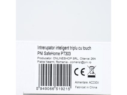 Trojitý inteligentný prepínač s PNI SafeHome PT303 WiFi touch, 10A, ovládanie internetu, mobilná aplikácia Tuya Smart, integrácia do scenárov a inteligentná automatizácia s ďalšími kompatibilnými prod
