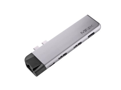 Multiportový adaptér MINIX NEO C-DHGR, 2 x HDMI 4K @ 60Hz, USB-C PD 3.0 max 60W, USB 3.0, Ethernet, SD karta, microSD kompatibilný s Apple MacBook Air a Pro