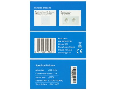 Inteligentný vypínač s dotykovým PNI SafeHome PT101L WiFi, 600W, ovládanie cez aplikáciu Tuya Smart, kompatibilný s Alexa a Google Assistant - Live Wire, bez null