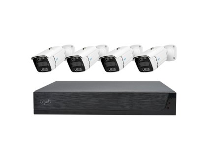 Súprava video sledovania PNI House IPMAX POE 3LR, NVR so 4 portami POE a 10 v sieti, ONVIF a 4 kamery s IP 3MP, vonkajšie, napájanie cez Ethernet, detekcia čipu, detekcia pohybu, 4 káble, napájanie, m