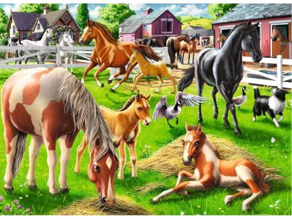 RAVENSBURGER Puzzle Šťastní koně 60 dílků