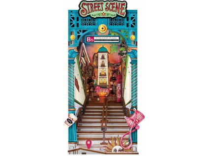 ROBOTIME Rolife DIY 3D Zarážka na knihy: Ulička s LED osvětlením 196 dílků