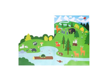 Petit Collage Znovupoužiteľné samolepky so scénou Divoký les
