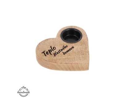 ORION Sviečka z mangového dreva Srdce, domov