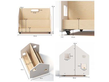 BusyKids Obojstranná knižnica na kolieskach biela