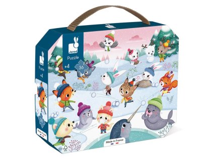 JANOD Puzzle v kufříku Party na sněhu 36 dílků