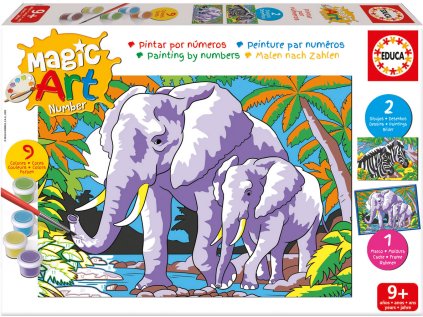 EDUCA Malování podle čísel: Sloni a Zebry