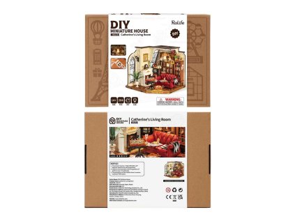 RoboTime 3D drevená skladačka Miniatúra domčeku Katarínina obývacia izba