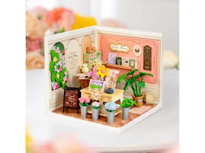 RoboTime 3D drevená skladačka Miniatúra domčeka Kvetinárstvo Fresh Flower